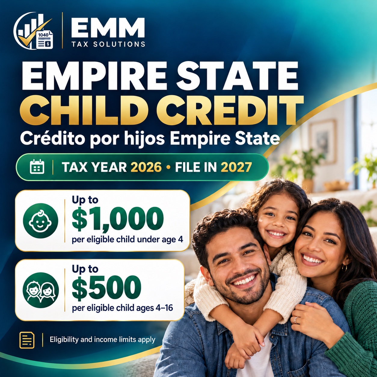 EMM Tax Solutions overview of the enhanced Empire State child credit for 2026 returns filed in 2027