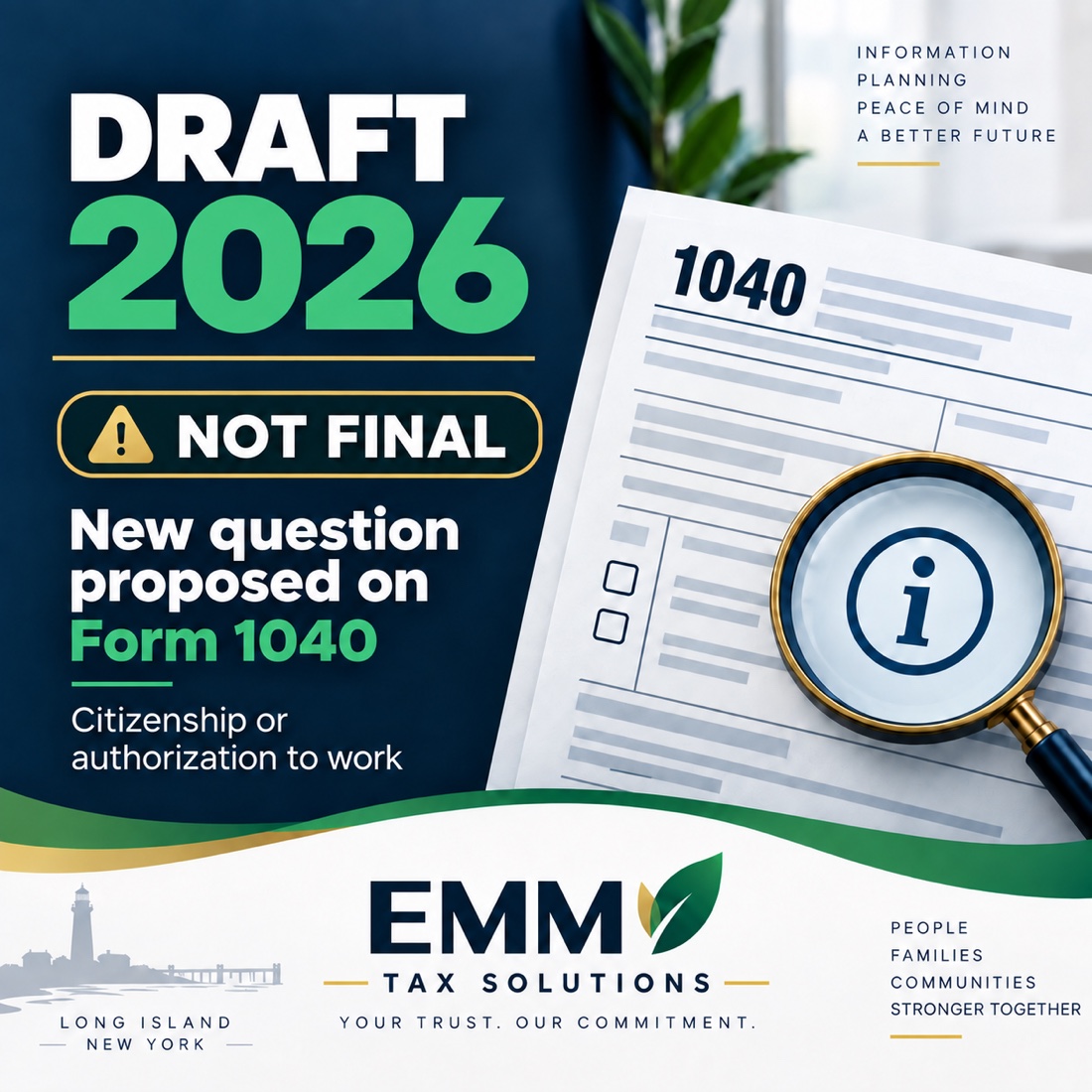 EMM notice about the proposed question in the draft 2026 Form 1040